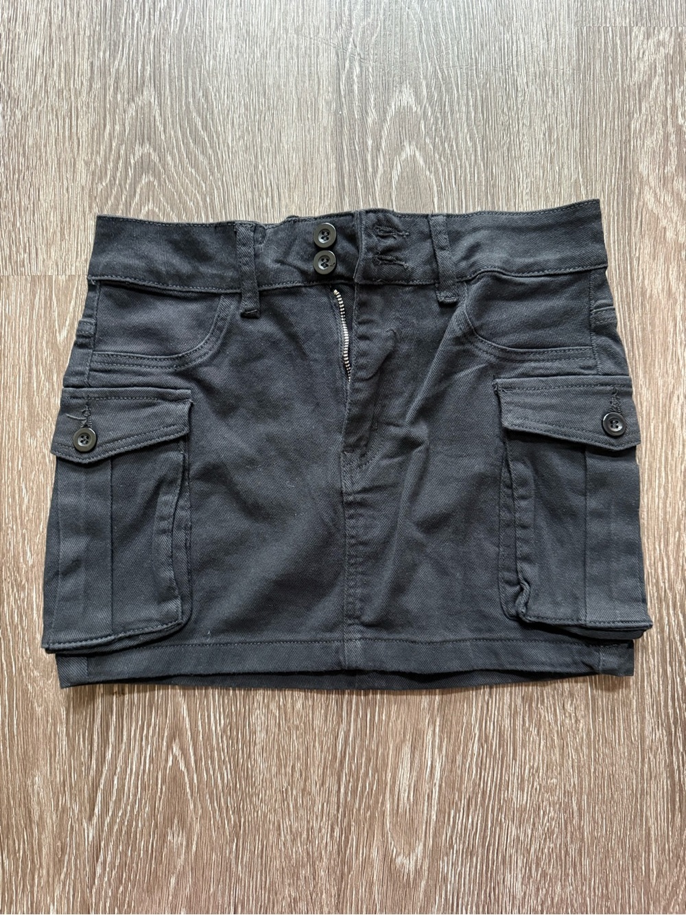 Black Cargo Pocket Mini Skirt